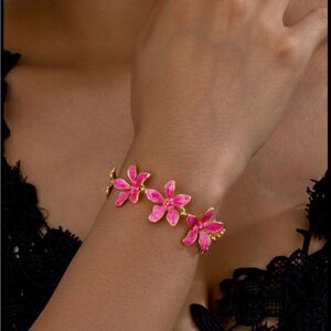 Floral Pink and Gold Bracelet A834
